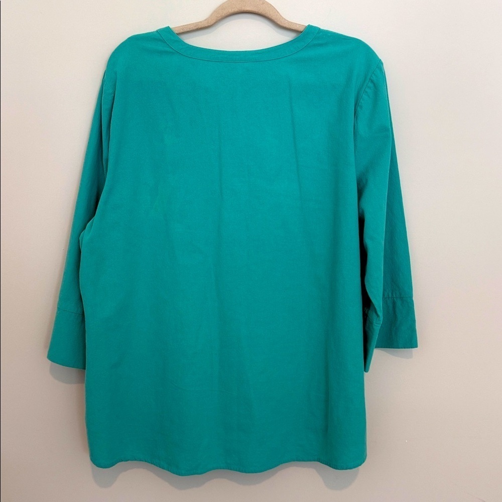 Appleseed’s Women's Turquoise Button-Detail Blouse Size XL - Picture 3 of 9